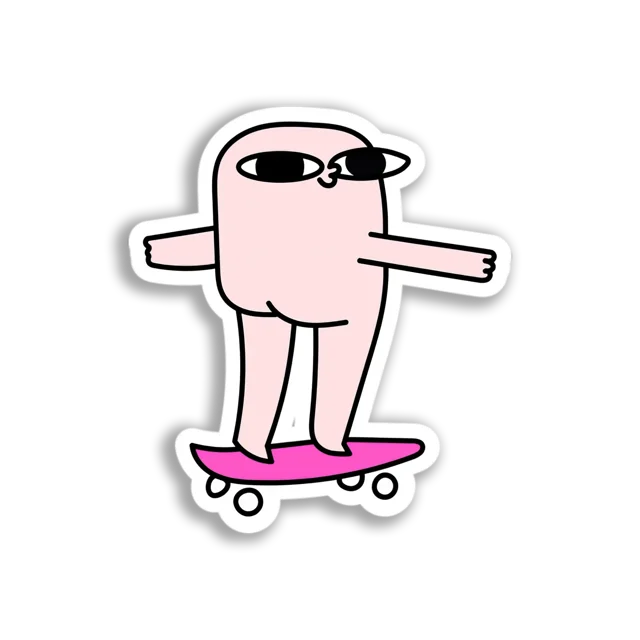 Pink Blob Skateboarding Sticker