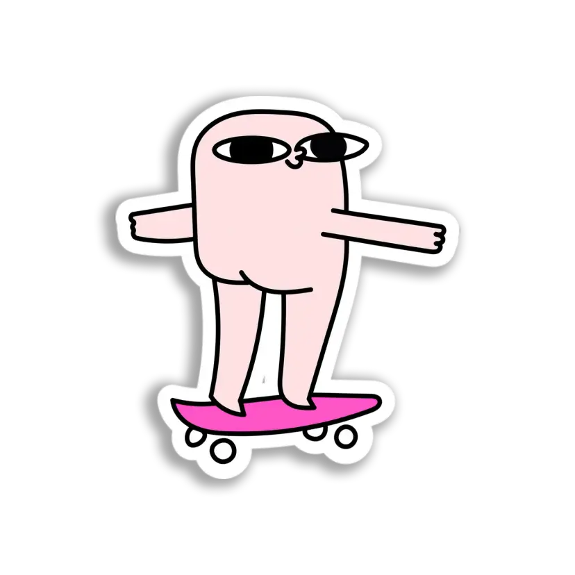 Pink Blob Skateboarding Sticker