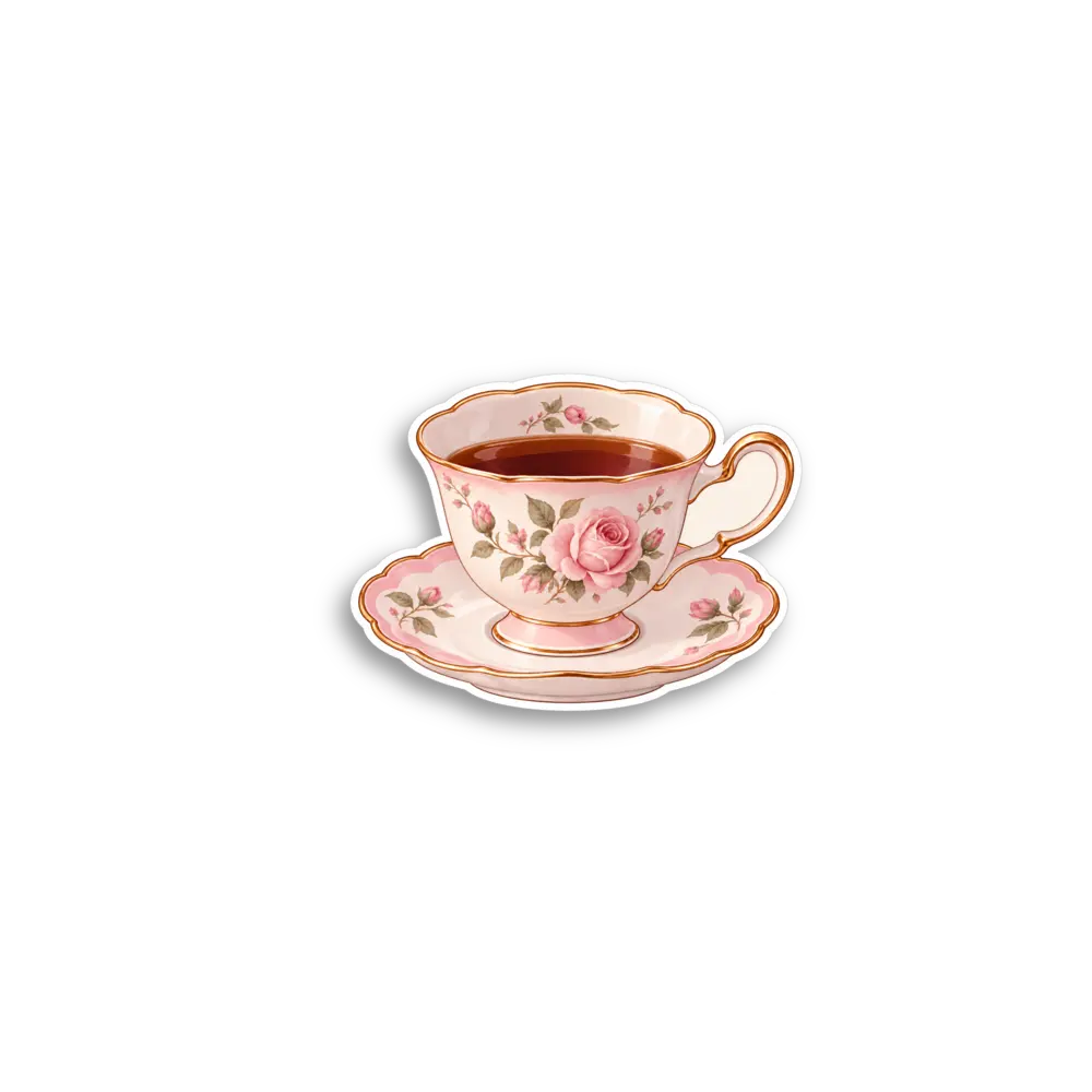 Pink Tea Cup Sticker