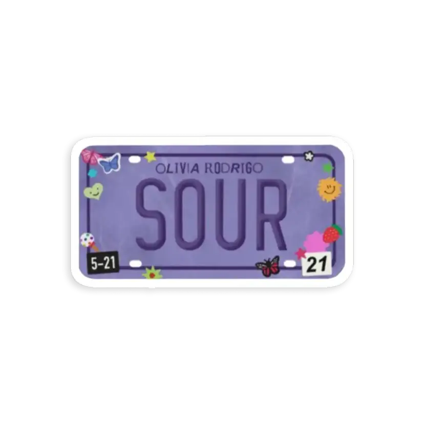 OLIVIA RODRIGO SOUR LICENSE PLATE Sticker