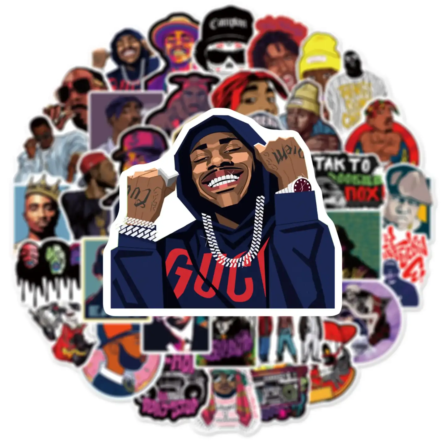East West Coast Rap Graffiti Stickers Pack of 50