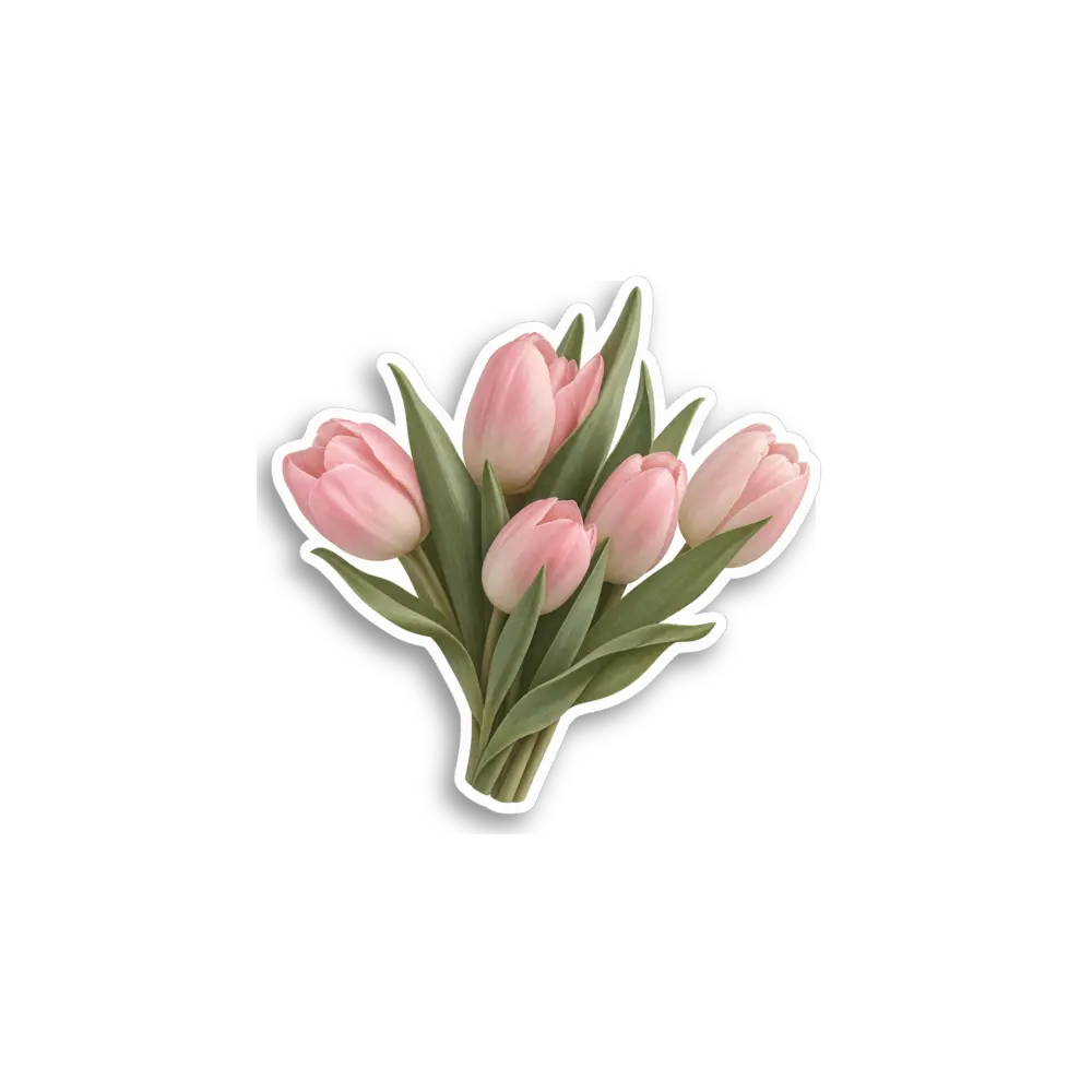Pink Tulip Bouquet Sticker