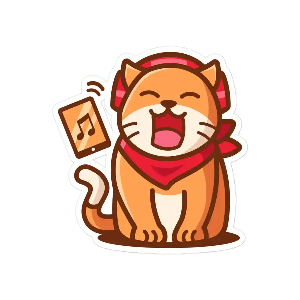 Cartoon Character Listeing to Music Sticker