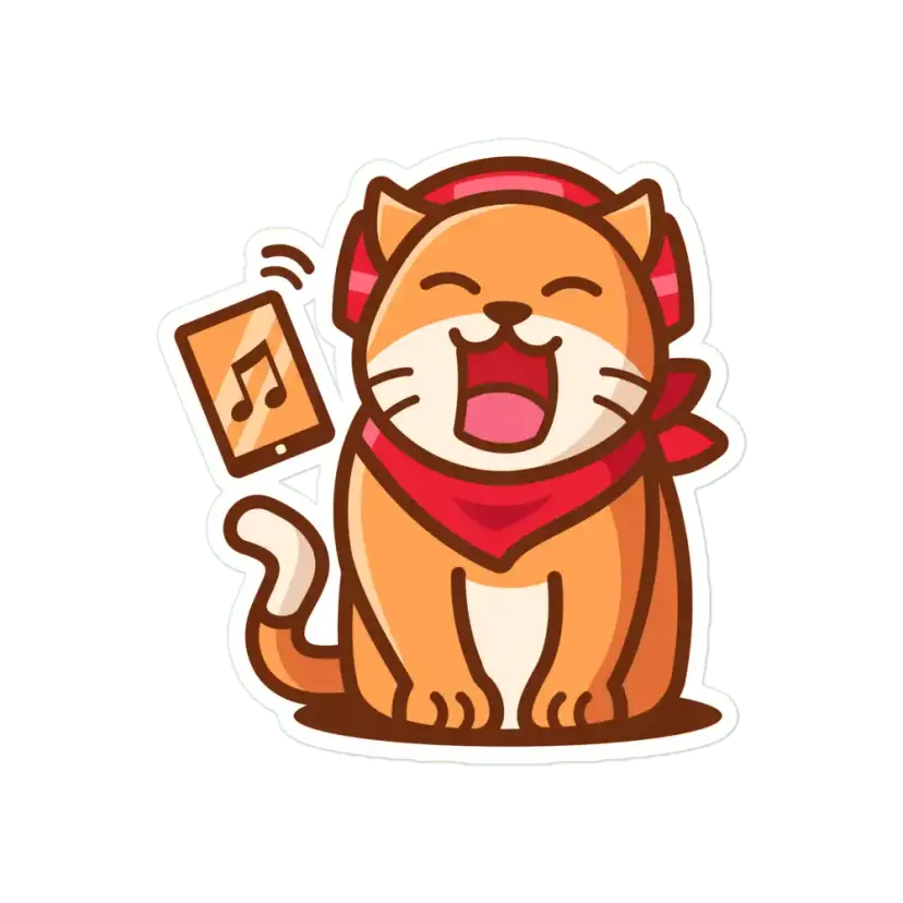 Cartoon Character Listeing to Music Sticker