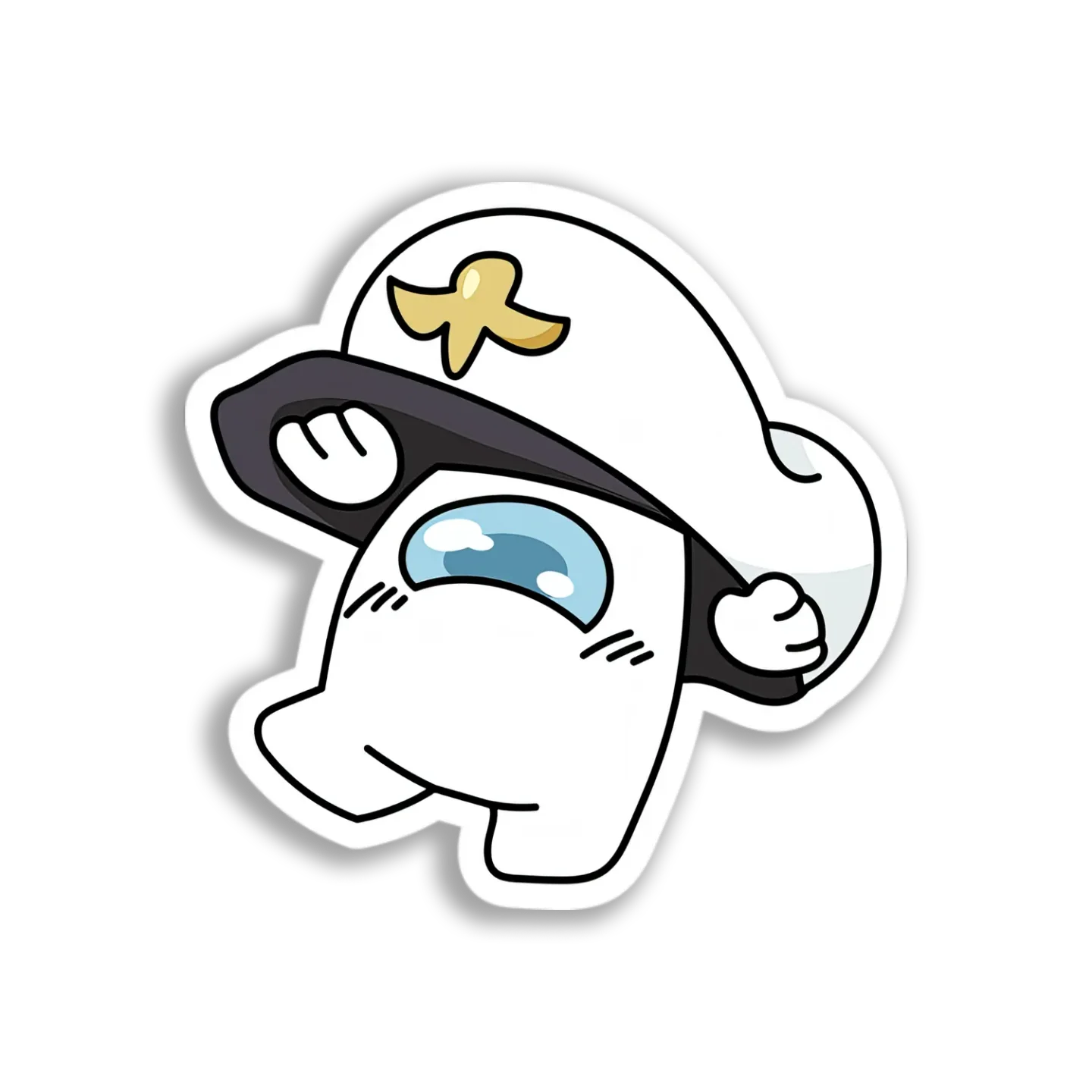 White Among Us Captain Sticker