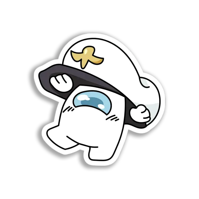 White Among Us Captain Sticker