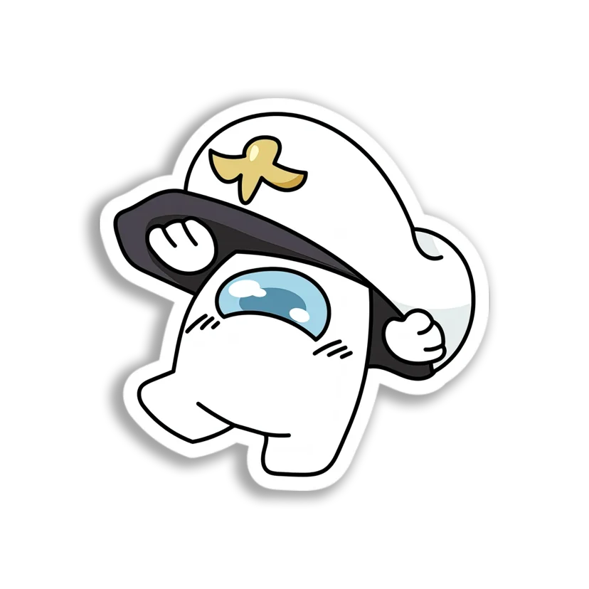 White Among Us Captain Sticker