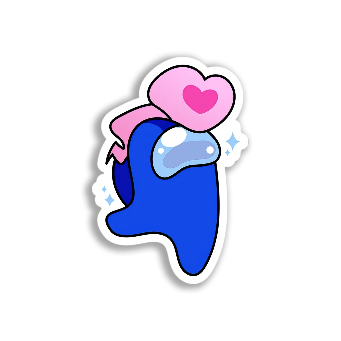 Blue Among Us Heart Hat Sticker