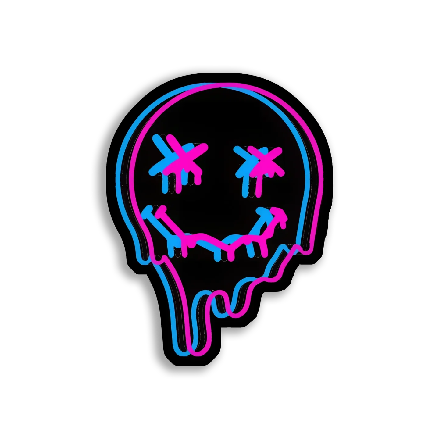 Melting Neon Smiley Face Sticker