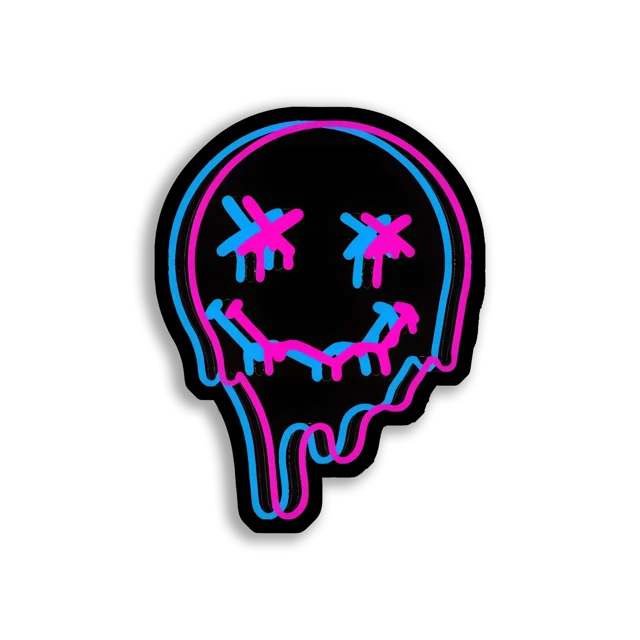 Melting Neon Smiley Face Sticker