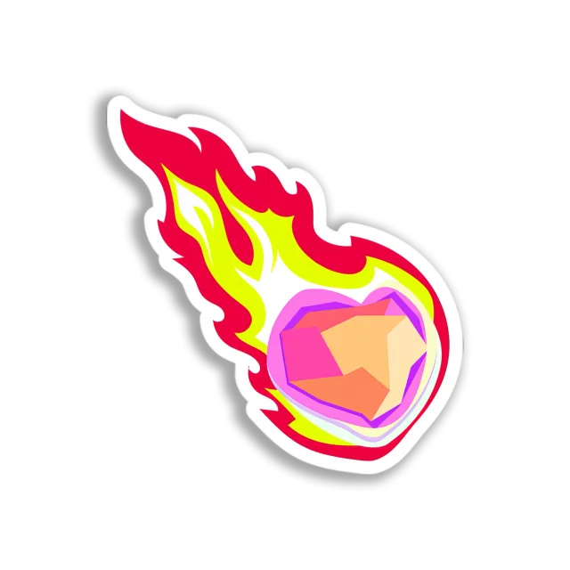 Fiery Heart Gem Sticker