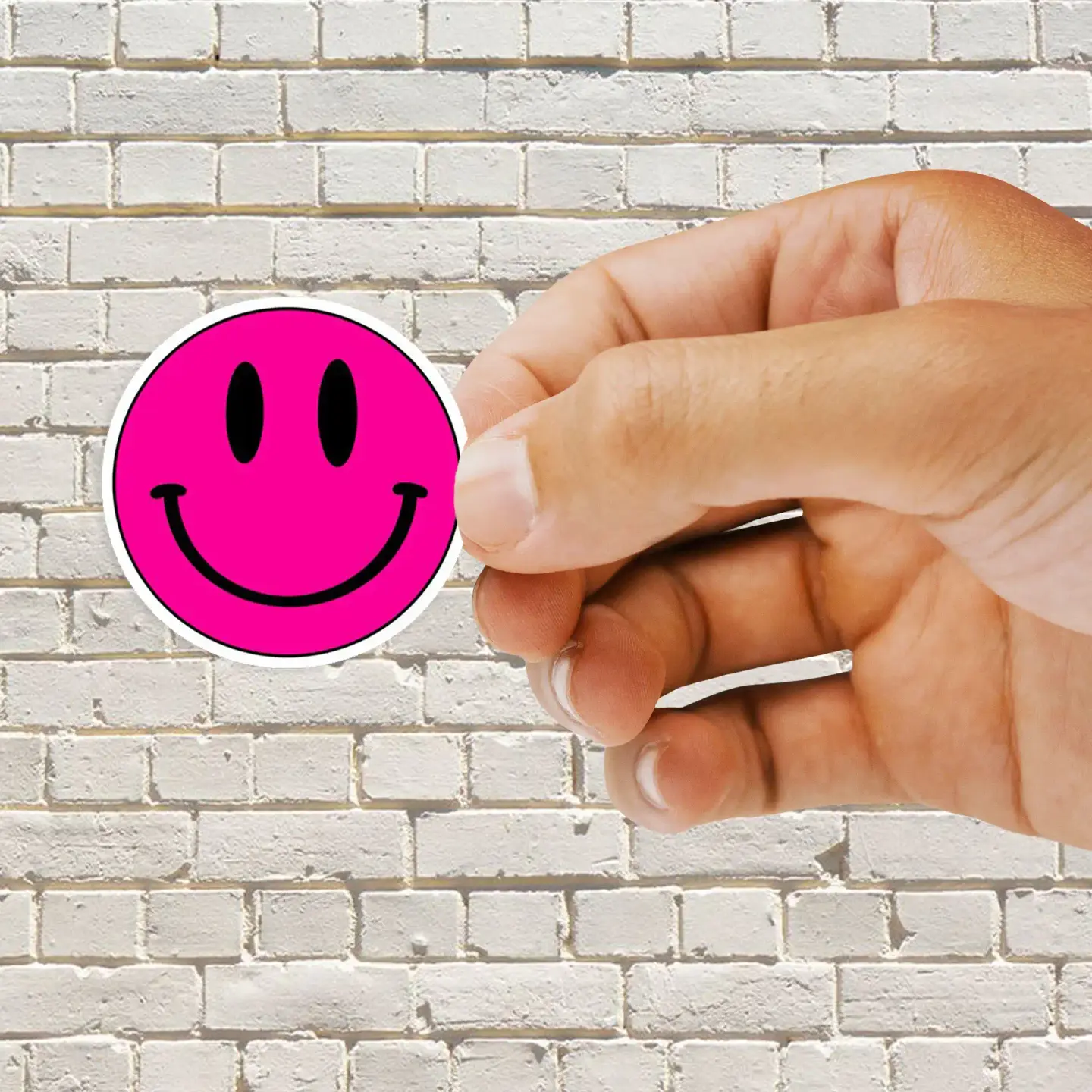 Pink Smiley Face Sticker