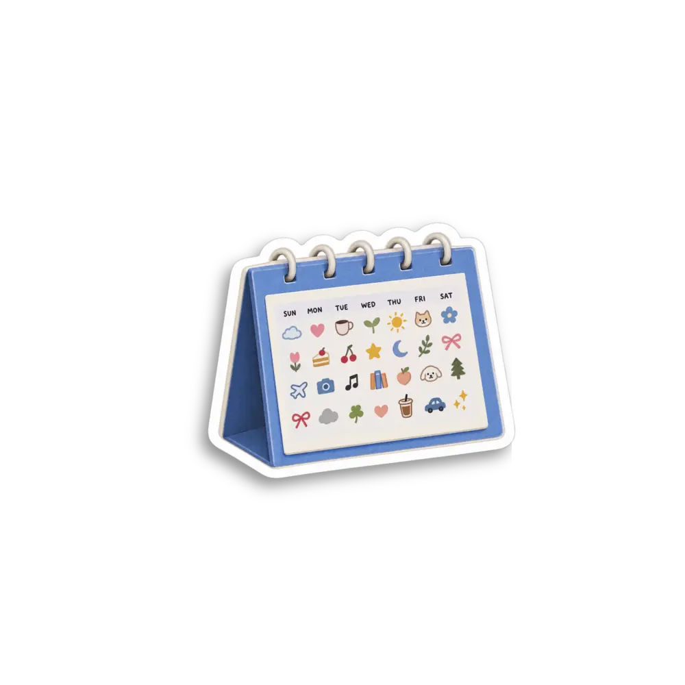 Blue Flip Desk Calendar Sticker