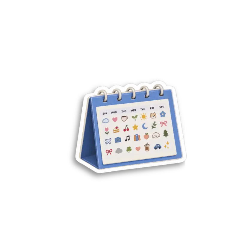 Blue Flip Desk Calendar Sticker