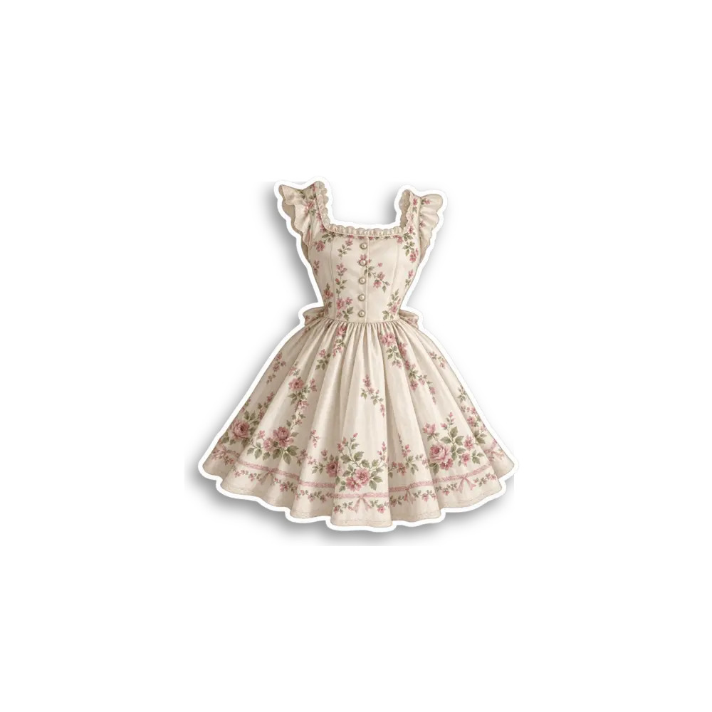 Vintage Floral Dress Sticker