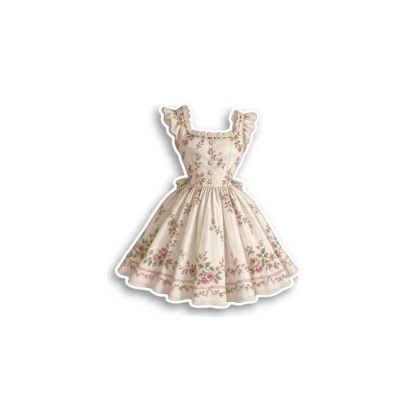 Vintage Floral Dress Sticker
