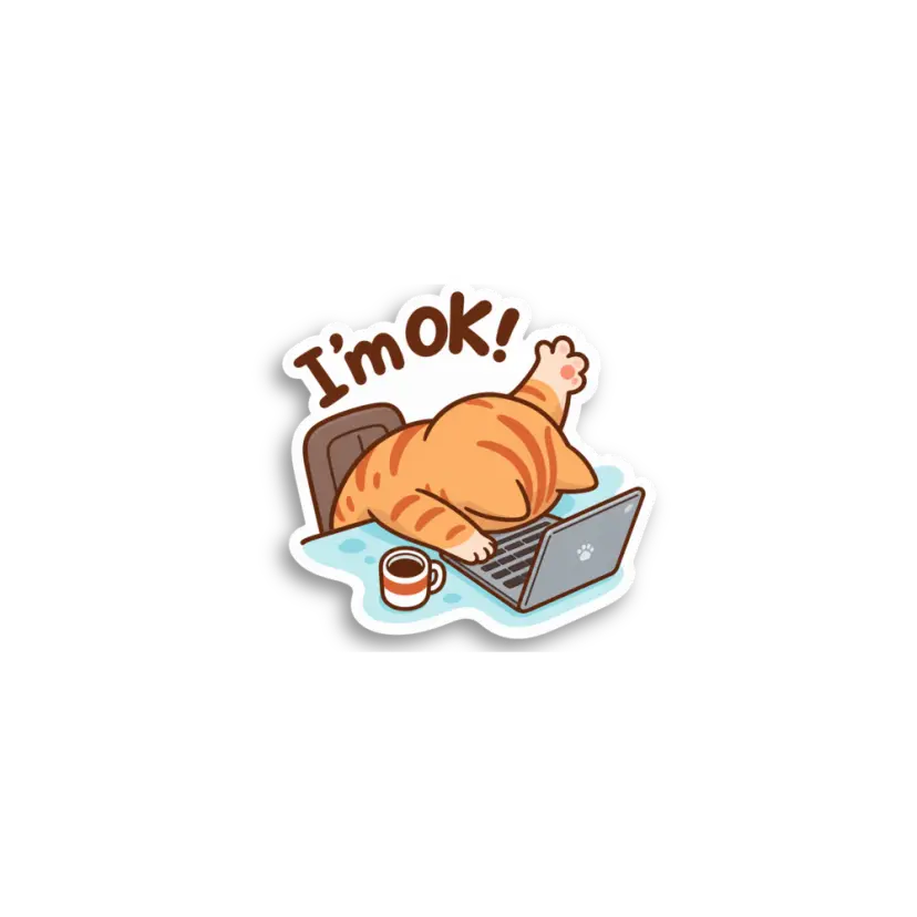 I'm Ok Sleeping Cat Sticker