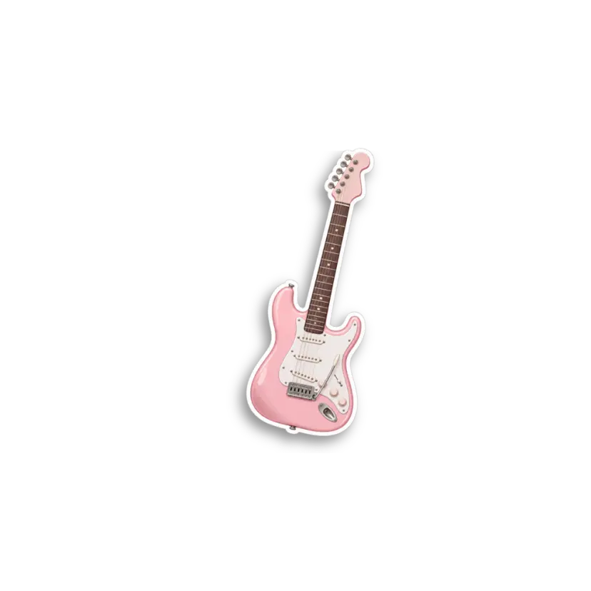 Pink Electric Guitar Sticker