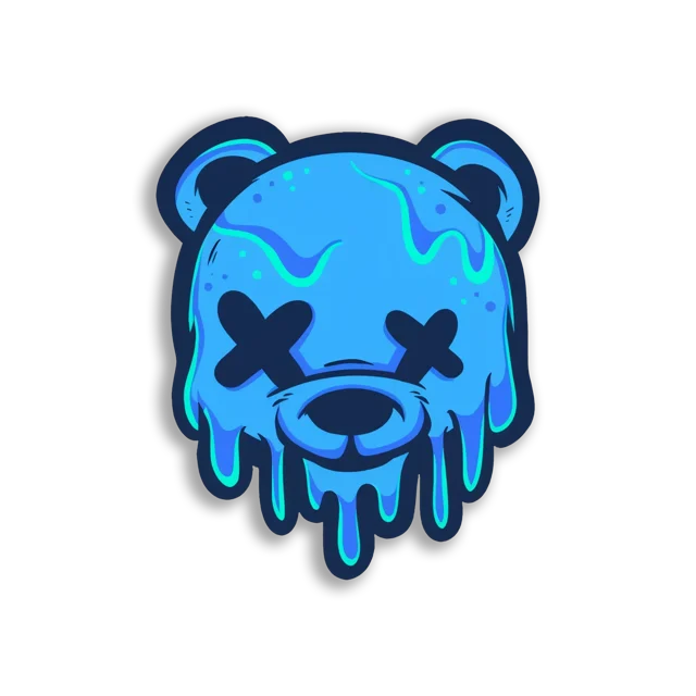 Melting Blue Bear Face Sticker