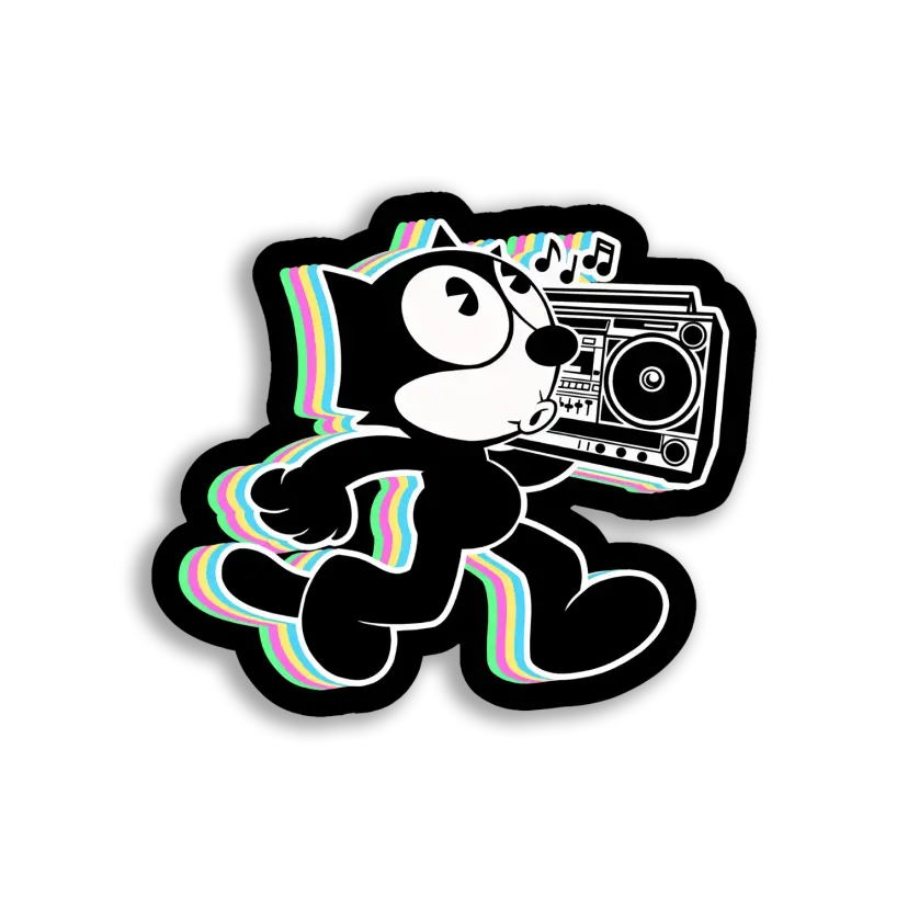 Felix The Cat With Boombox Sticker