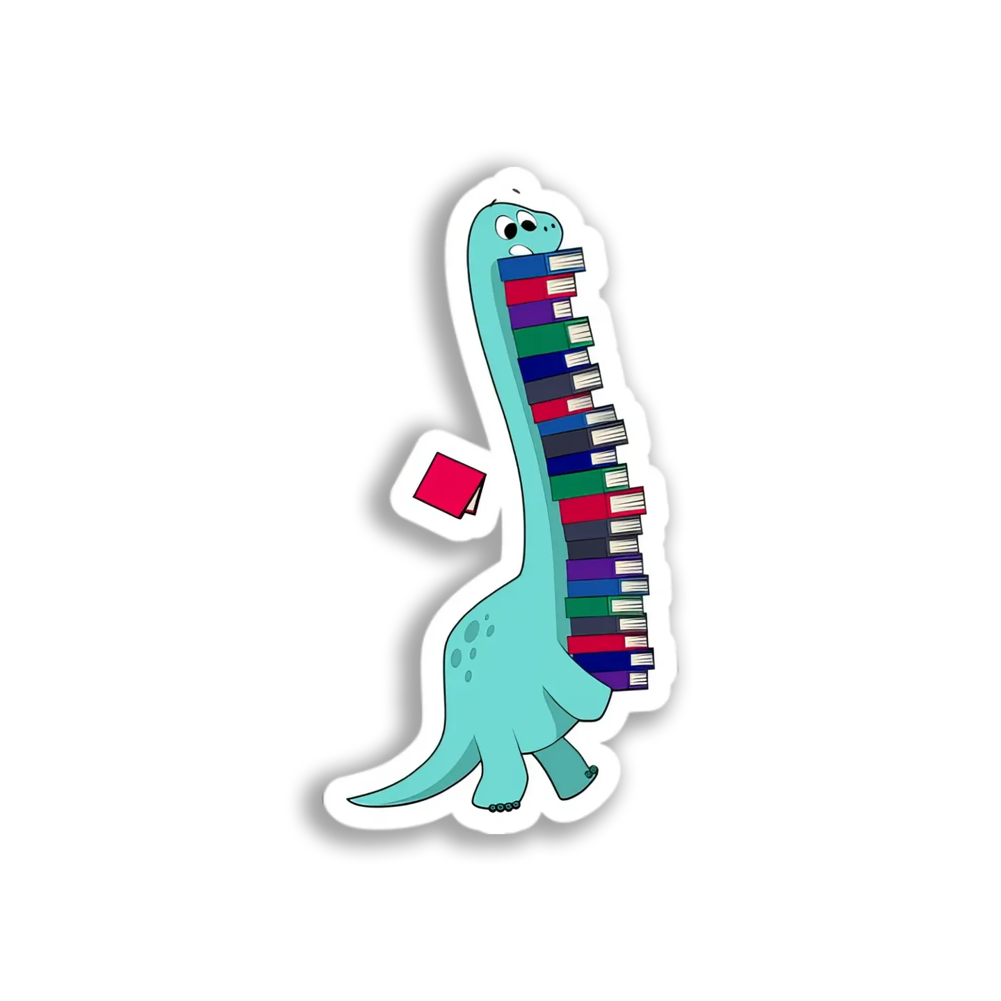 Dino Carrying Books Sticker