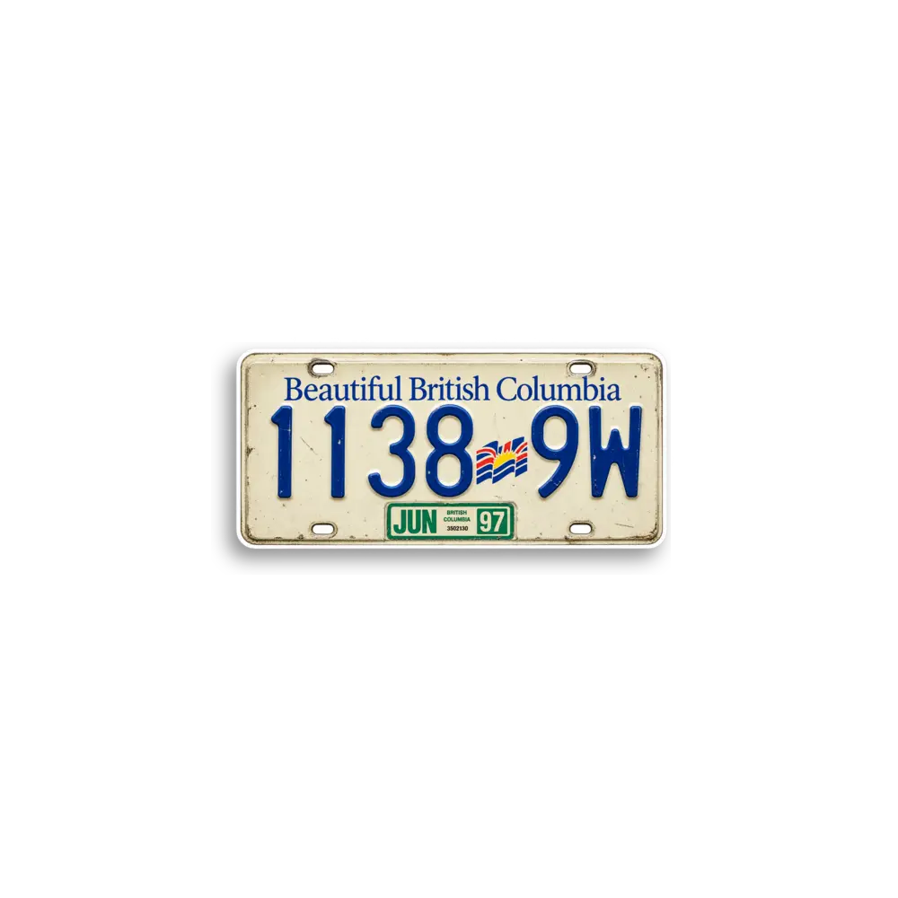 British Columbia 1138-9W Plate Sticker