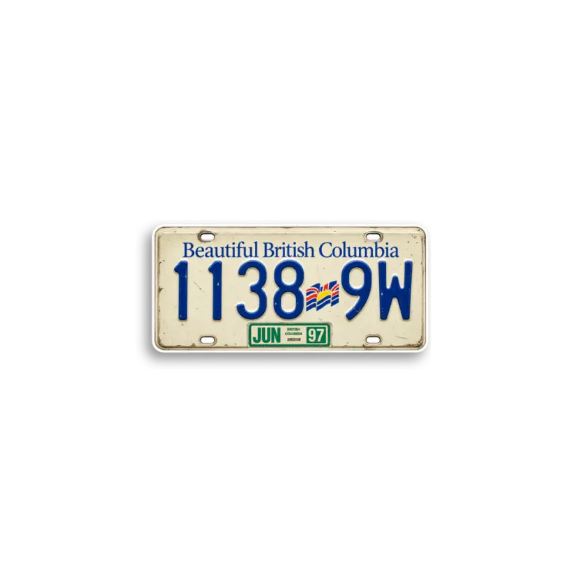 British Columbia 1138-9W Plate Sticker
