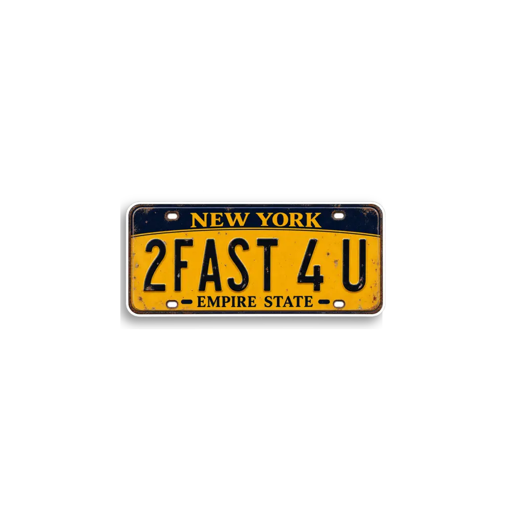 New York 2FAST4U Plate Sticker