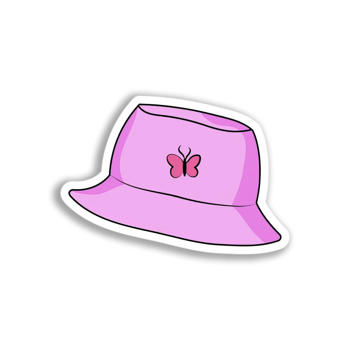 Pink Butterfly Bucket Hat Sticker