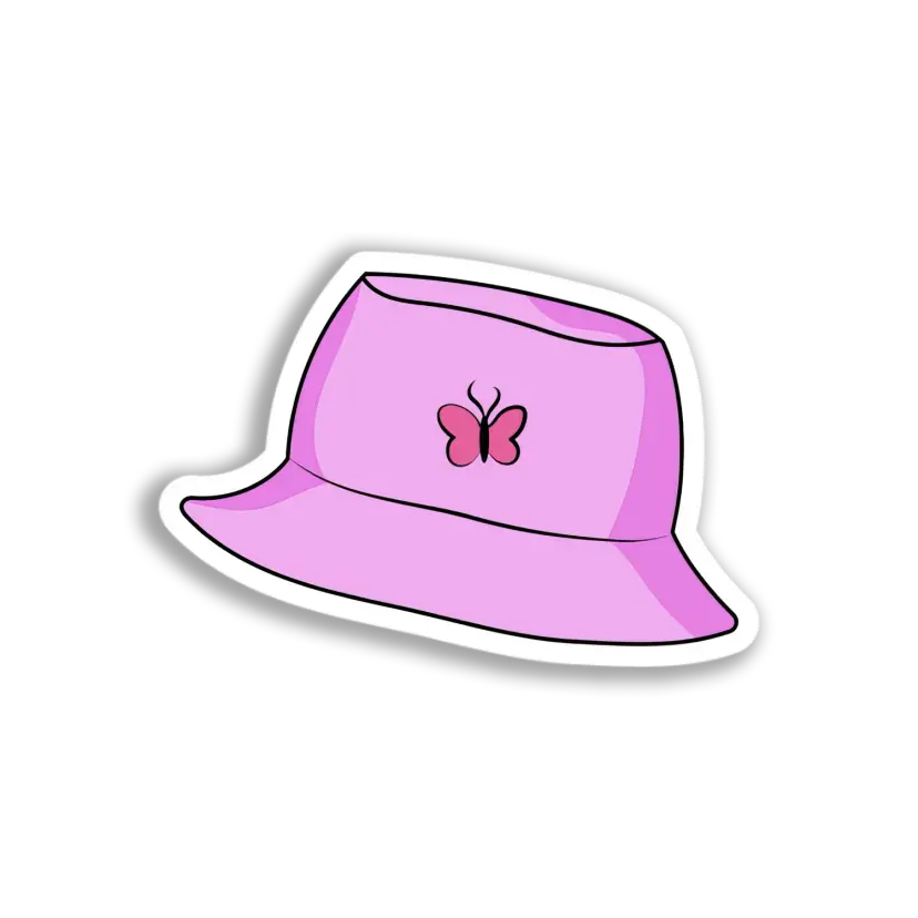 Pink Butterfly Bucket Hat Sticker