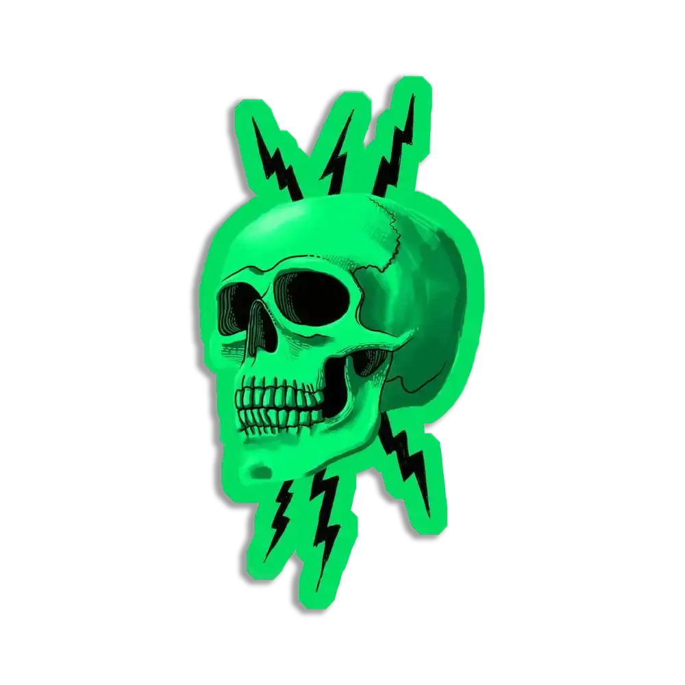 Thunder Green Skull Sticker