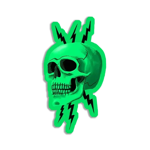 Thunder Green Skull Sticker