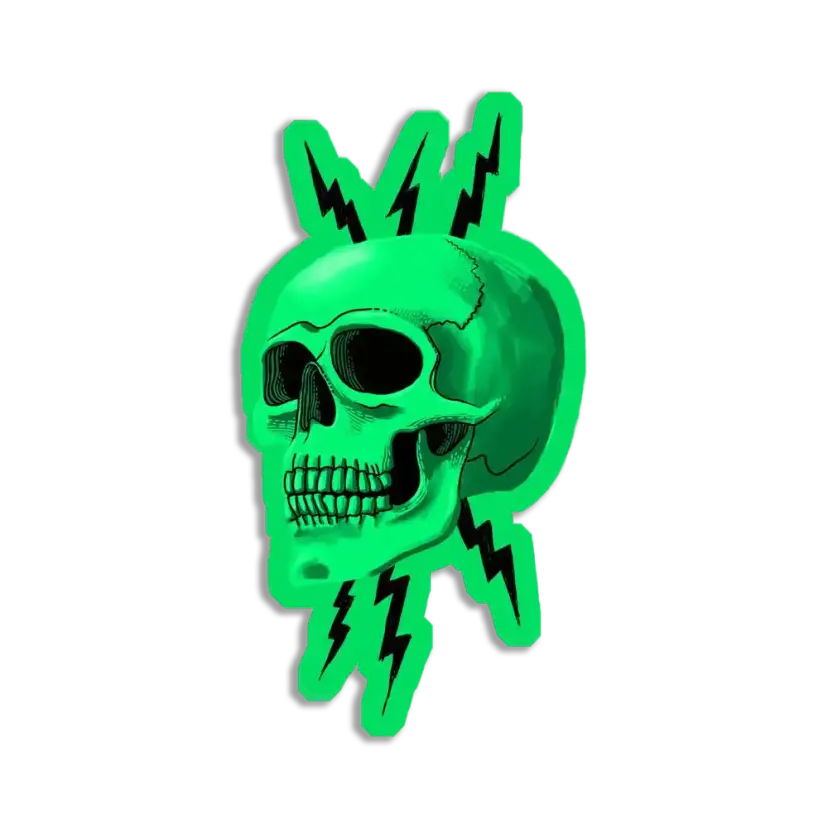 Thunder Green Skull Sticker