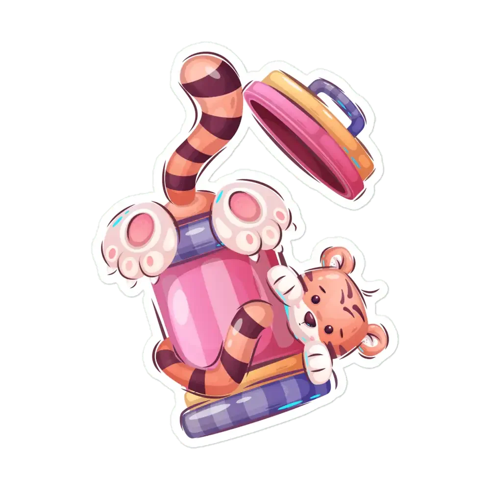Tiger in Trash Can Sticker