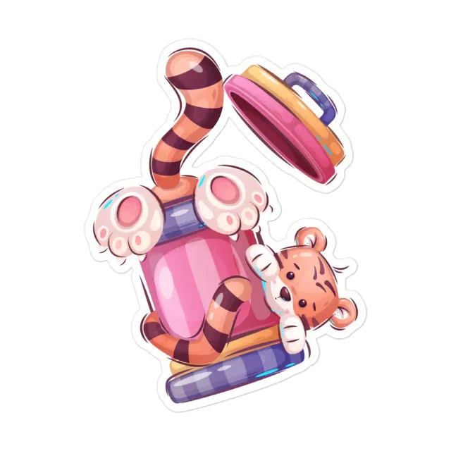 Tiger in Trash Can Sticker