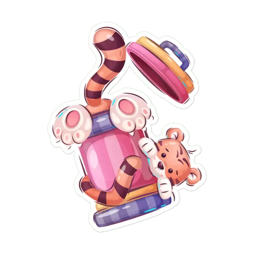 Tiger in Trash Can Sticker