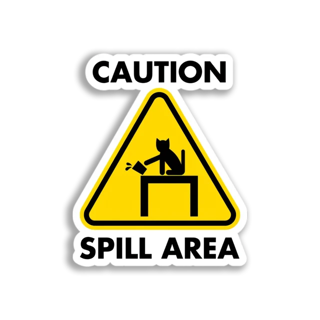 Caution Cat Spill Area Sticker