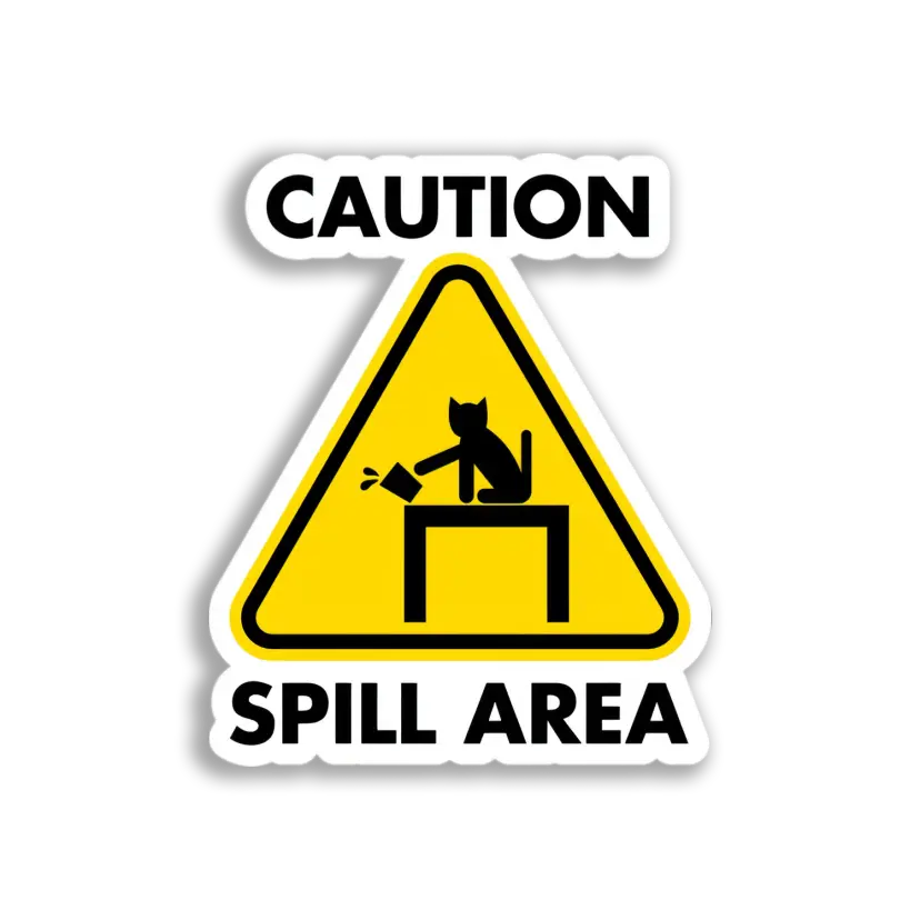 Caution Cat Spill Area Sticker
