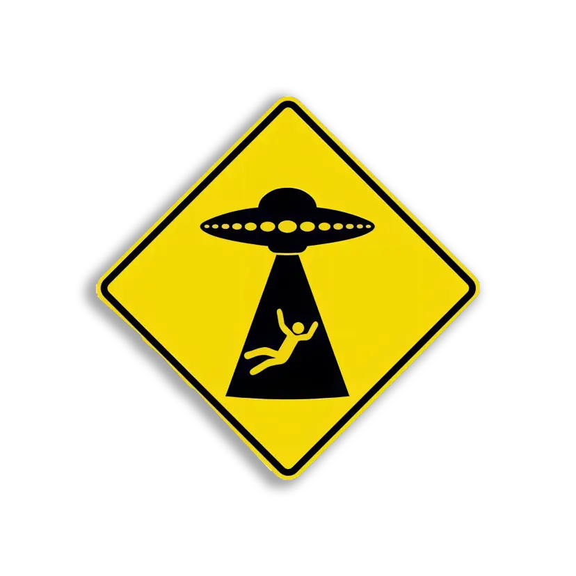 Beware of Alien Abduction Sign Sticker