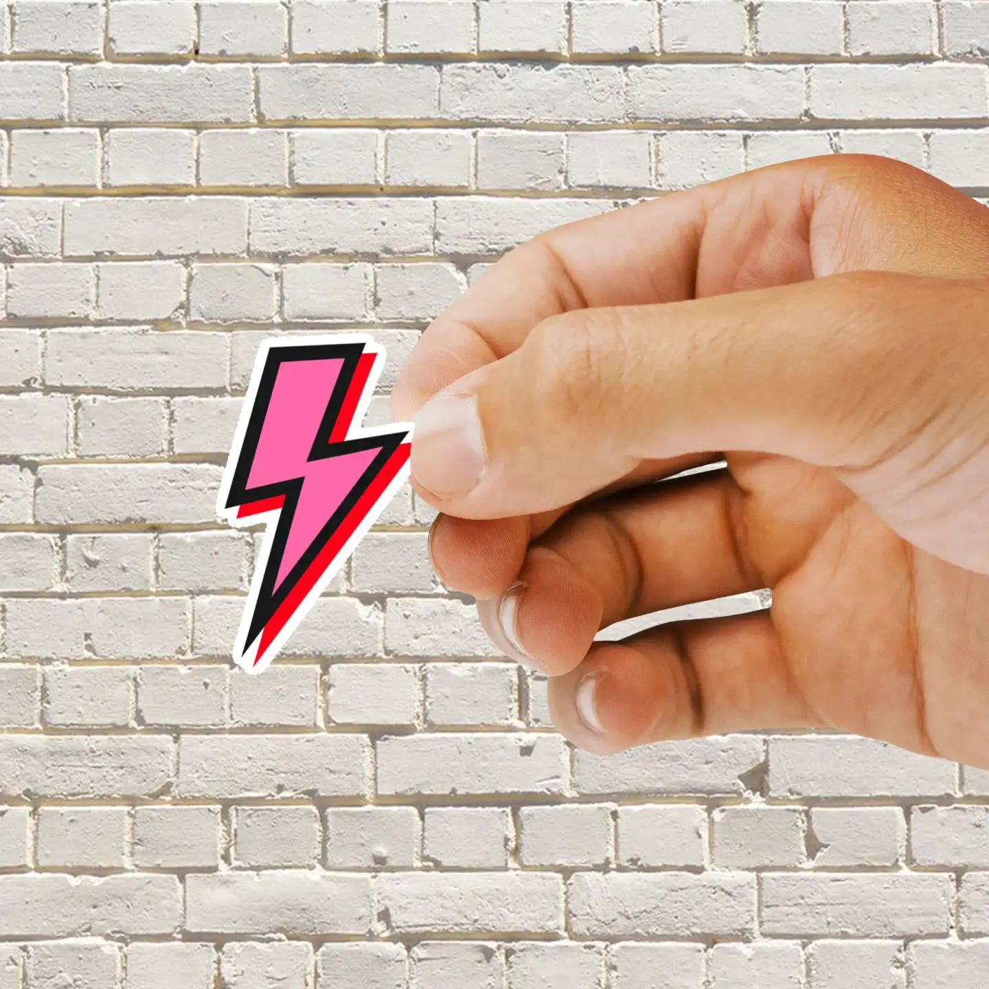 Pink and red lightning bolt Sticker
