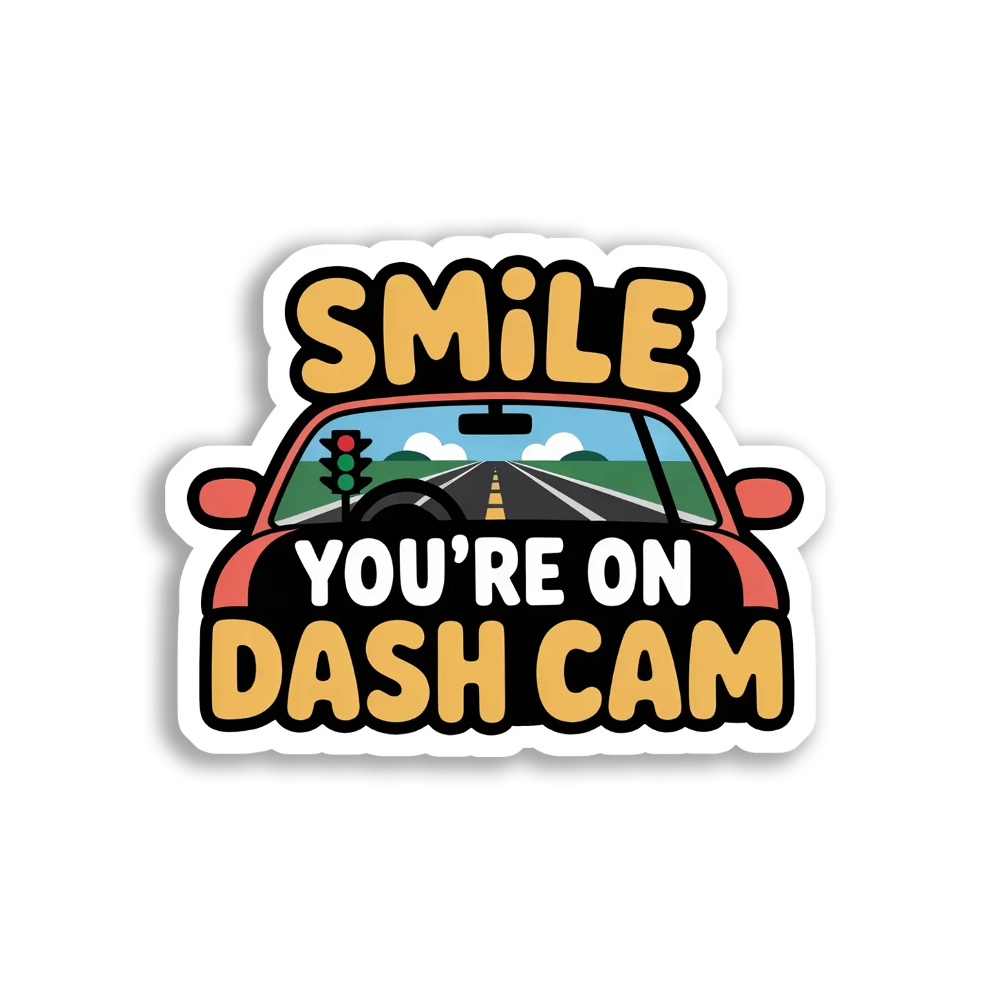 Smile You're on Dash Cam Car Sticker