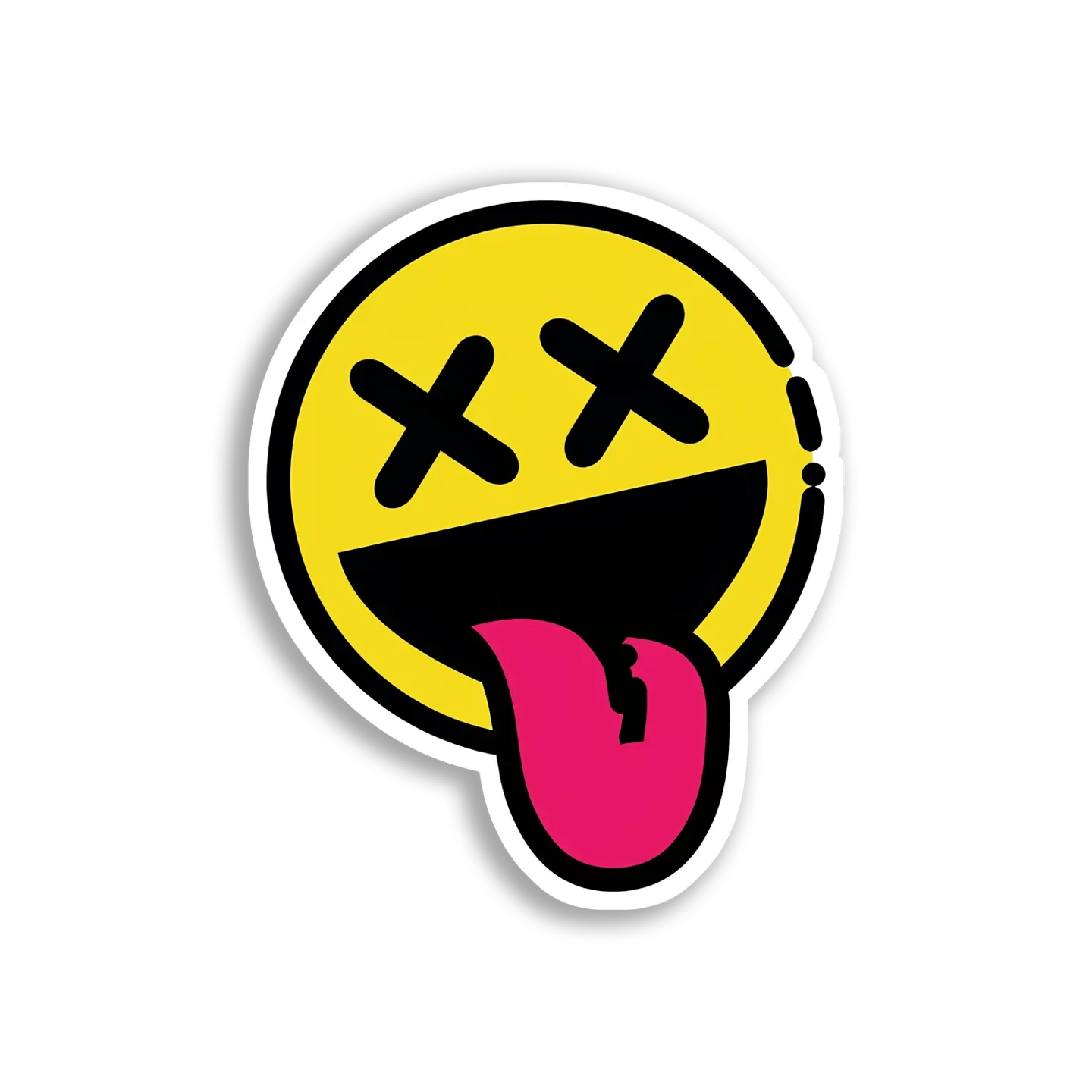 Dead Smiley Face With Tongue Out Sticker