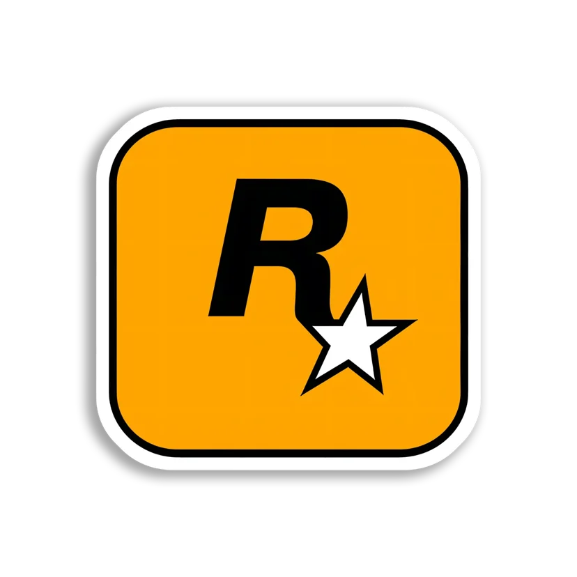 Rockstar Games Logo on Orange Sticker