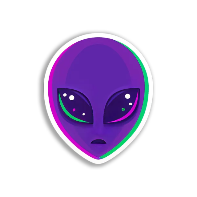Purple Alien Head Sticker