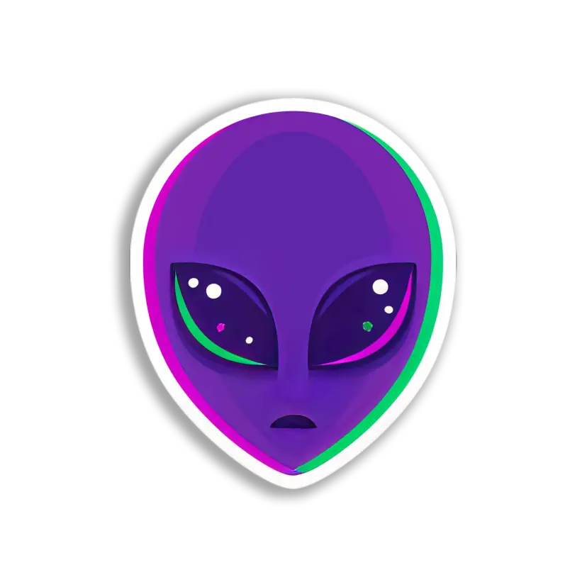 Purple Alien Head Sticker