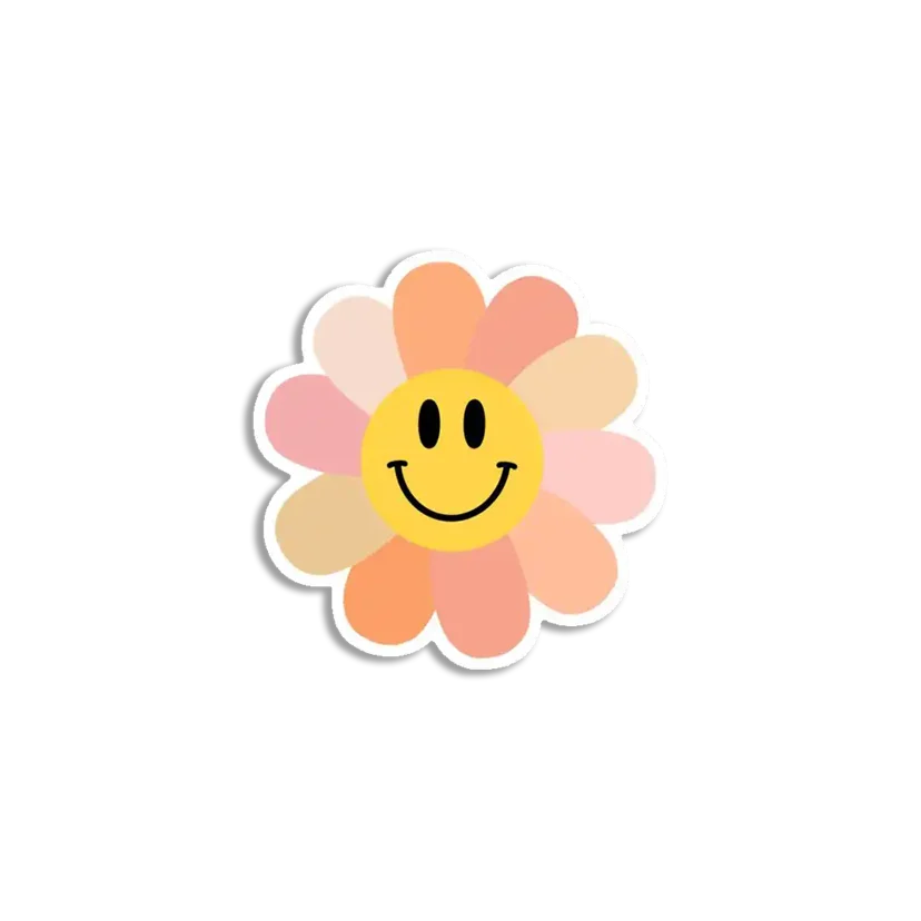 Boho Smiley Flower Sticker