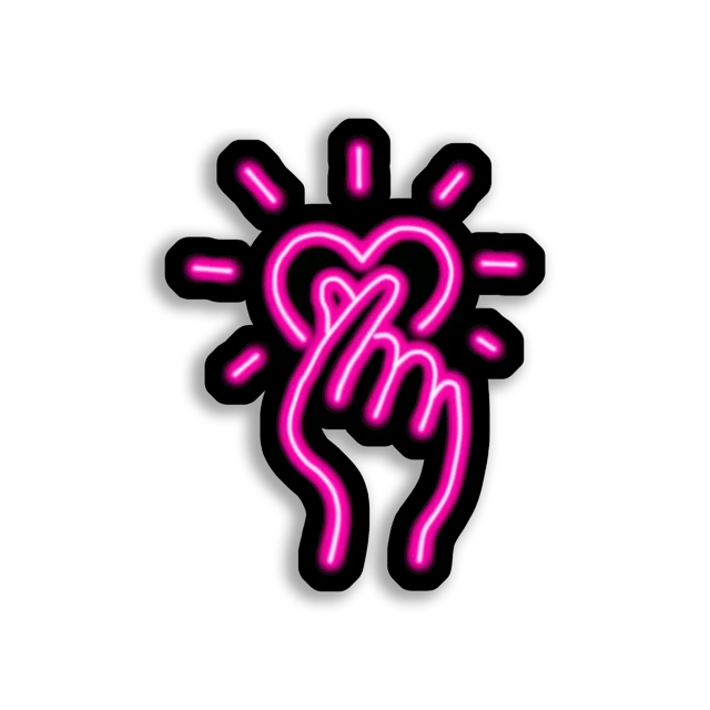 Neon Pink Heart Finger Sign Sticker