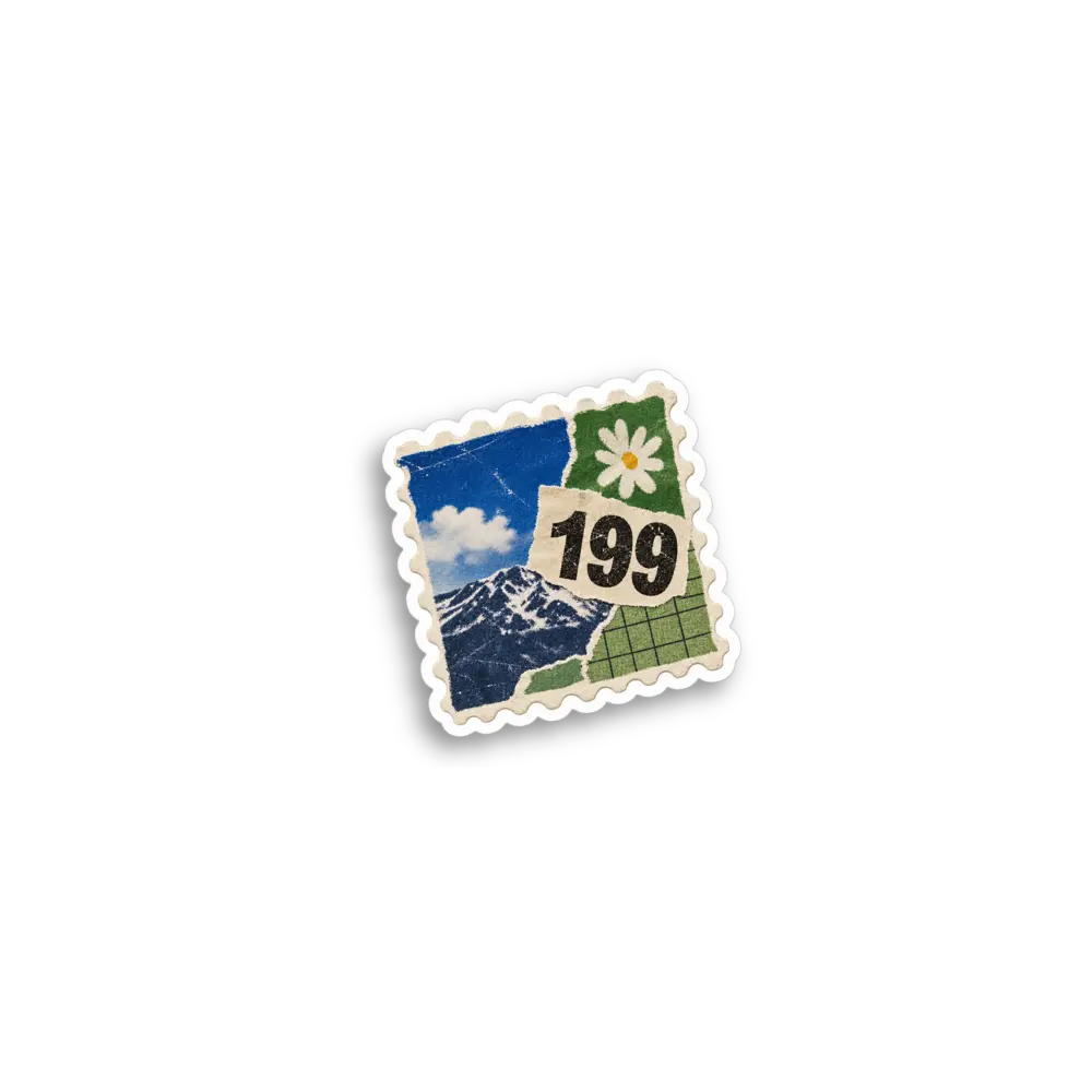Blue Green Postage Sticker
