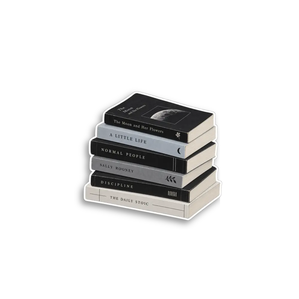 Dark Book Stack Sticker