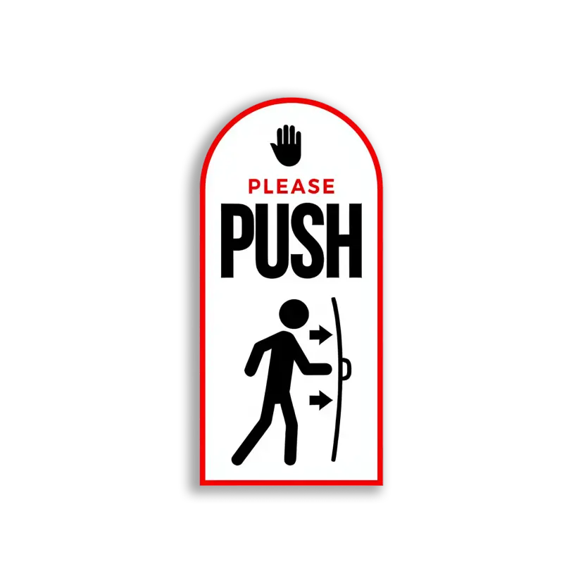 Please Push To Open Door Sticker
